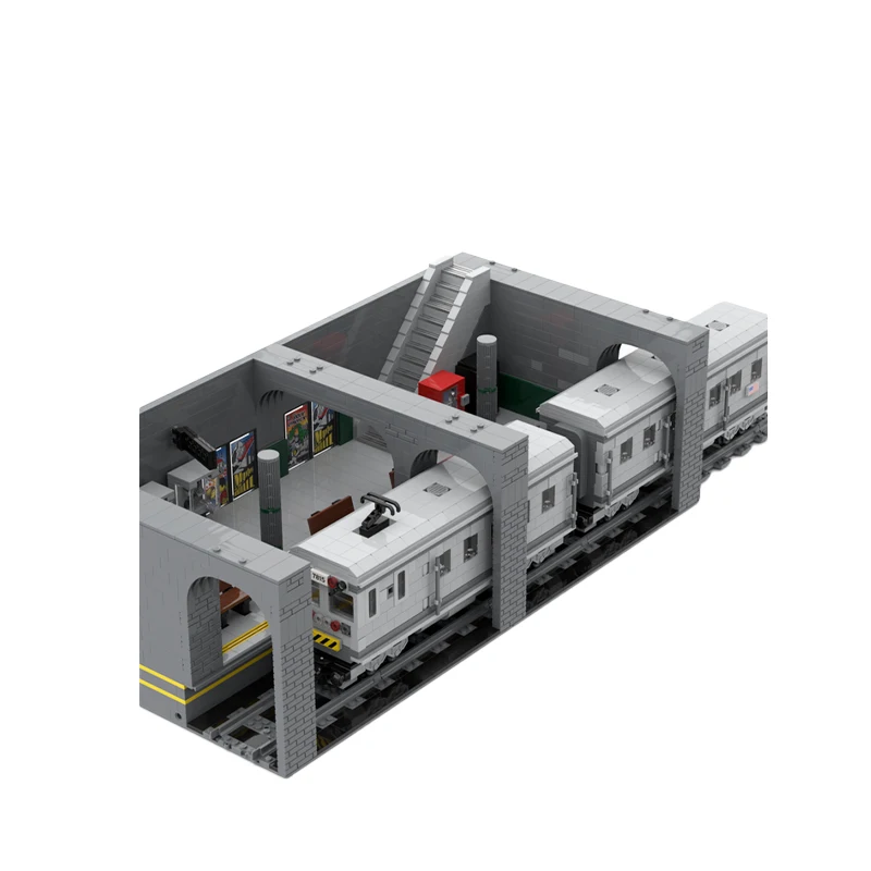 MOC-146611 City Underground Metro Station Building Block New York Station Street View Architecture Modular Model Kid Toys Bricks