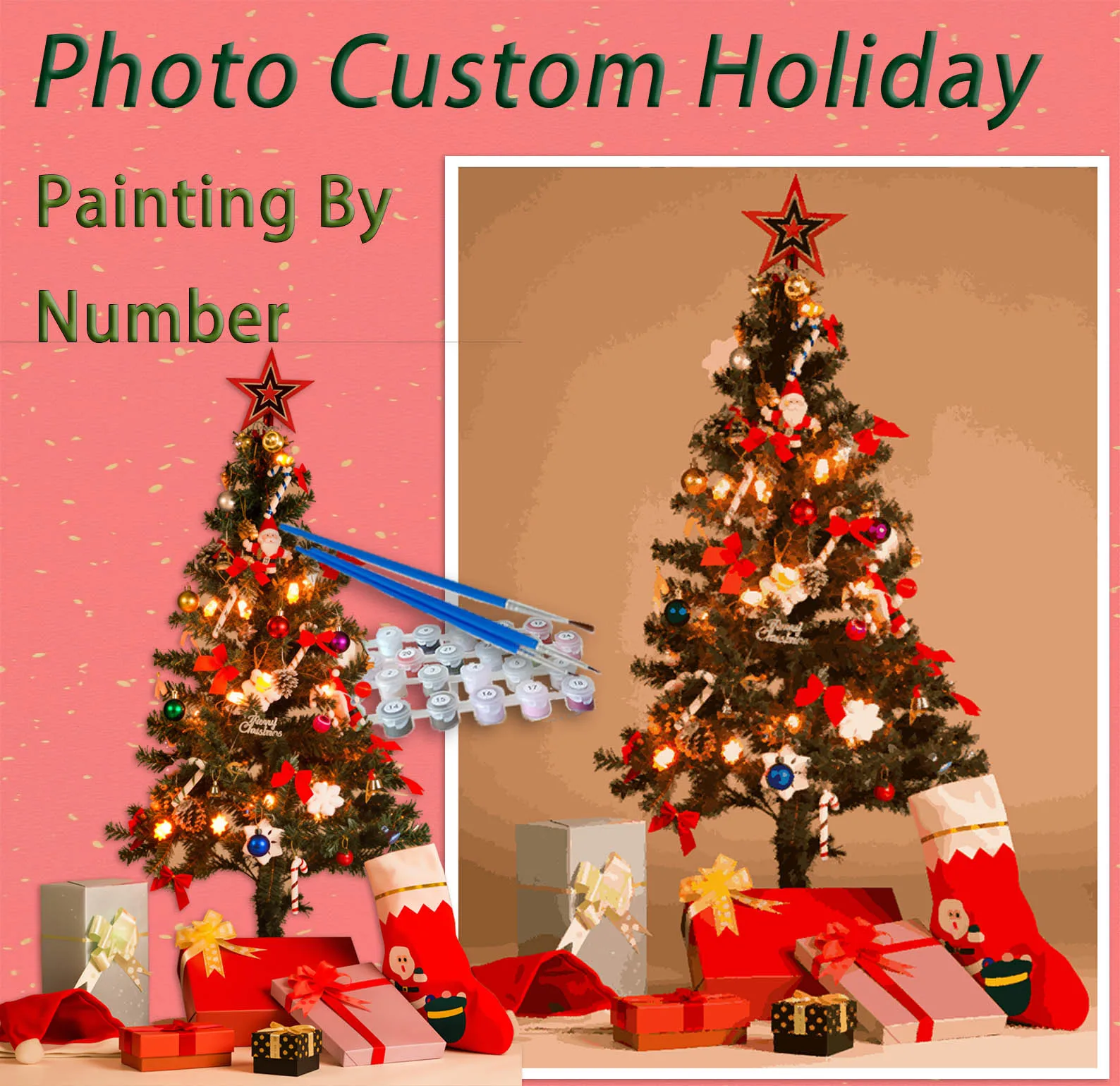 

Photo Custom Holiday Paint by Numbers Oil Adult14+Beginners,24/36/48C DIY Acryl Cotton Canvas,NoFrame Painting Kits