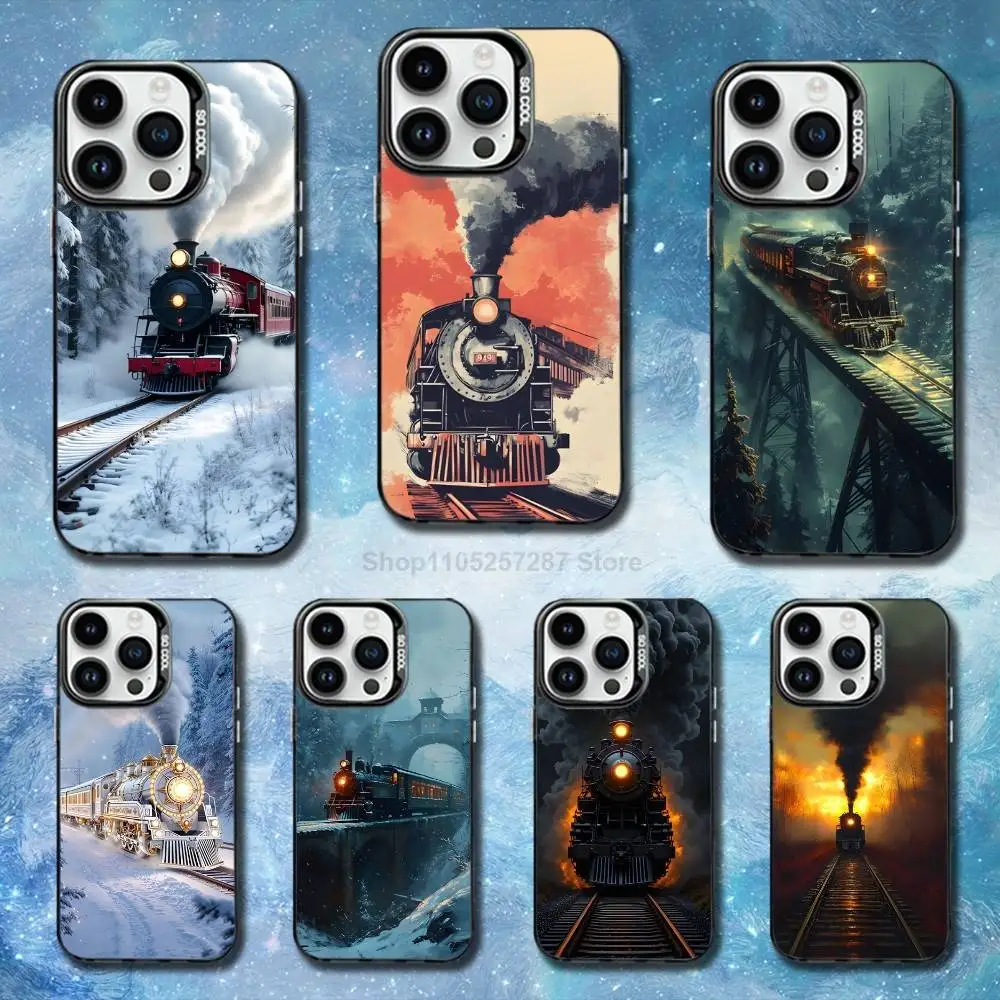 

Cool Steam Art Train Case For iPhone SE,13,11,17,15,Mini,XS,14,MAX,12,Pro,16,Black Matte Silicone Cover