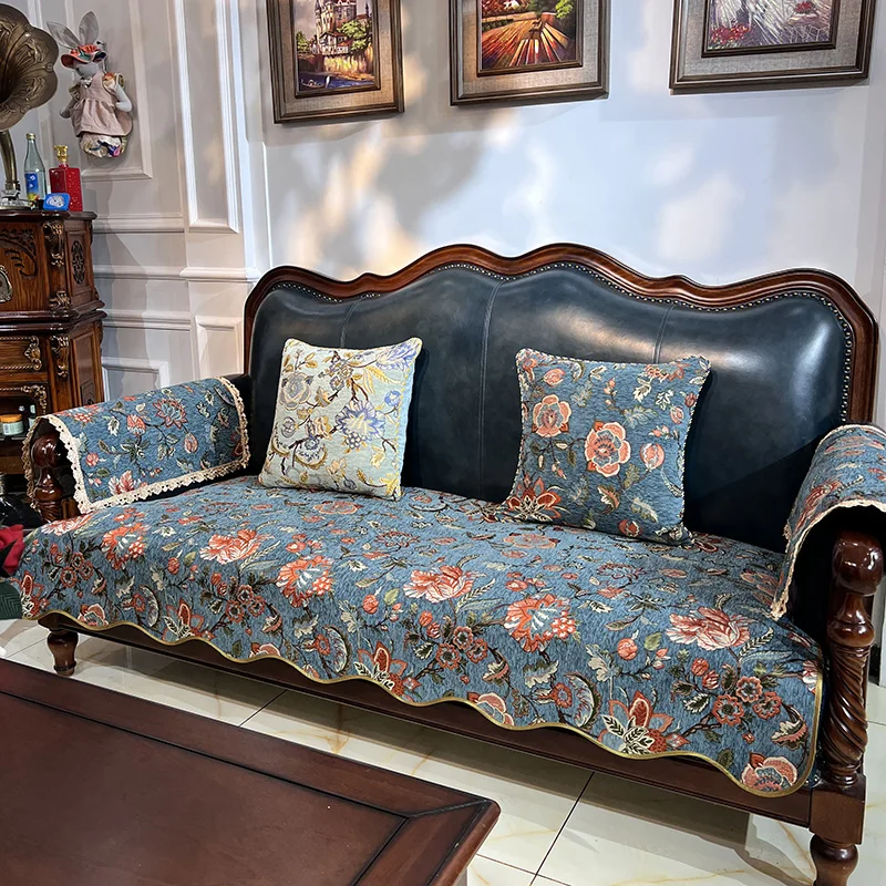 European Style Couch Cover Luxury Jacquard Sofa Cover High-end Anti-slip Armchair Cover Home Decoration Living Room Seat Cushion