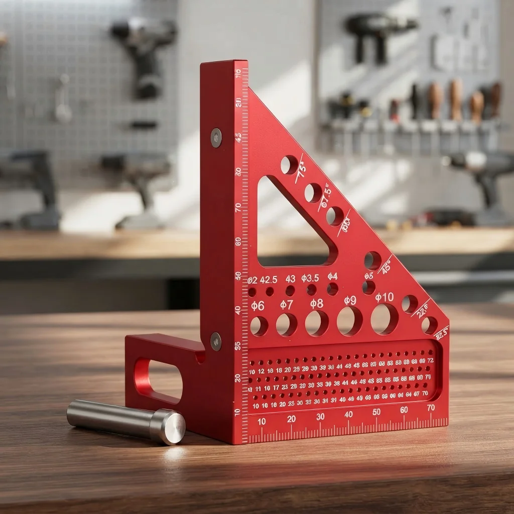 Aluminum Carpenter Square 3D Multi Angle 45/90 Layout Ruler Protractor for Woodwork & Precision Alignment Measuring Tools