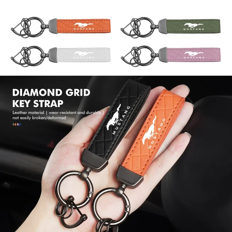Metal Car Keychain Carbon Fiber Ring Pendant Texture Key Fob For Mustang Universal Big Size Shelby GT