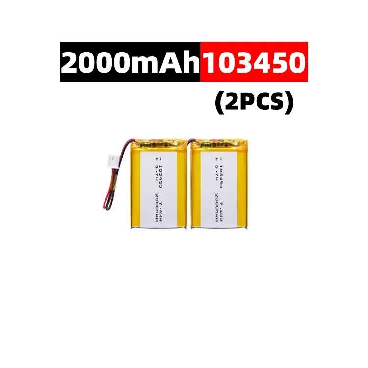 103450 3.7 V 2000 mAh Polymeer Lithium Oplaadbare Batterij jst PH 2.0mm 2pin plug voor Camera GPS navigator MP5 Bluetooth Headset