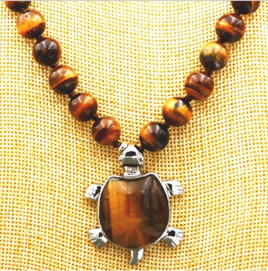 

Jewelry NEW Beautiful 10mm African Roar Tiger's Eye Turtle Pendant Necklace 18 "AAA