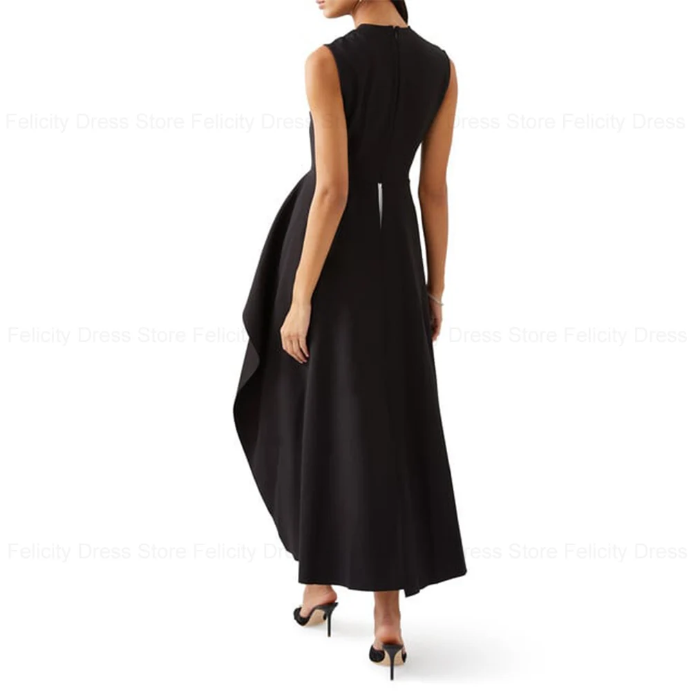 FELICITY Simple Black Chiffon Mother of the Bride Dresses 2024 A-Line O-Neck Sleeveless Wedding Guest Dresses Party Evening Gown