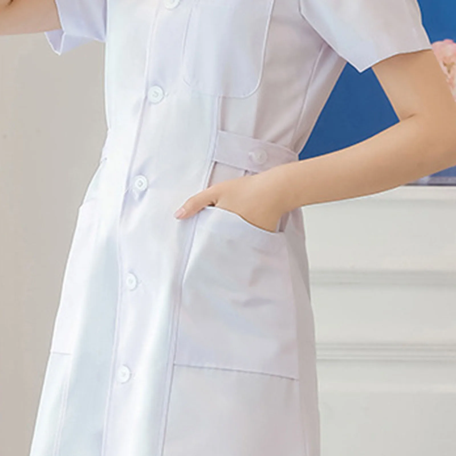 Short Sleeve Nurse Uniform Women'S Lab Coat Winter Pharmacy Beauty Salon Doctor Intern Work Uniform Set Plus Size