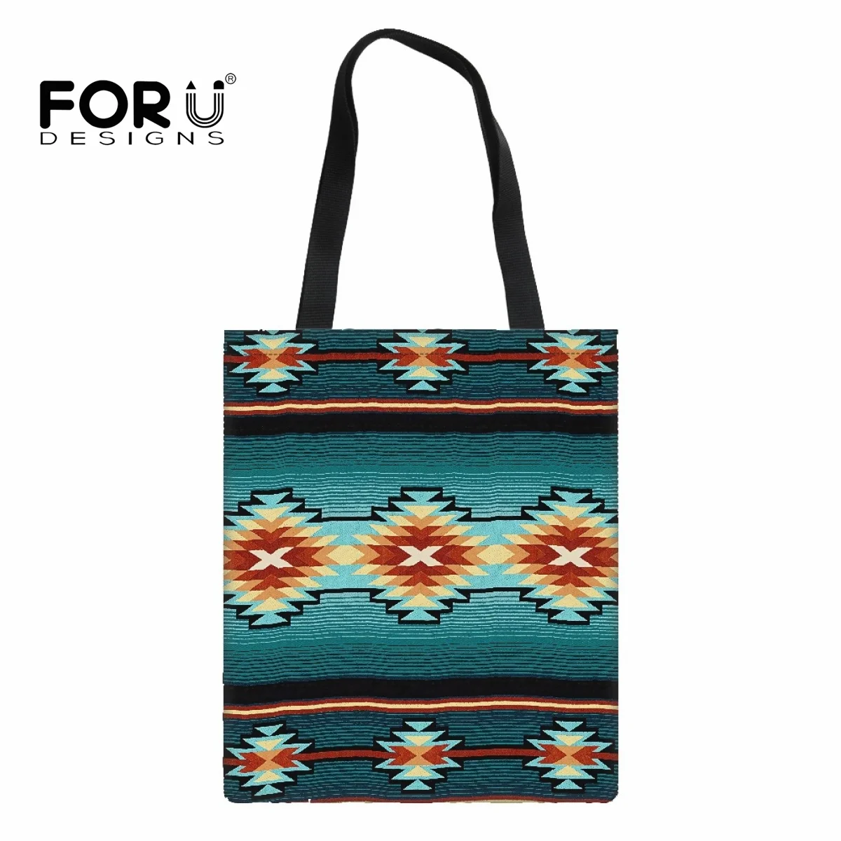 FORUDESIGNS Women Shopper Bag Canvas Big Capacity Totes Colorful Aztec Pattern Fashion Bags Large Shoulder Bags Eco-friendly