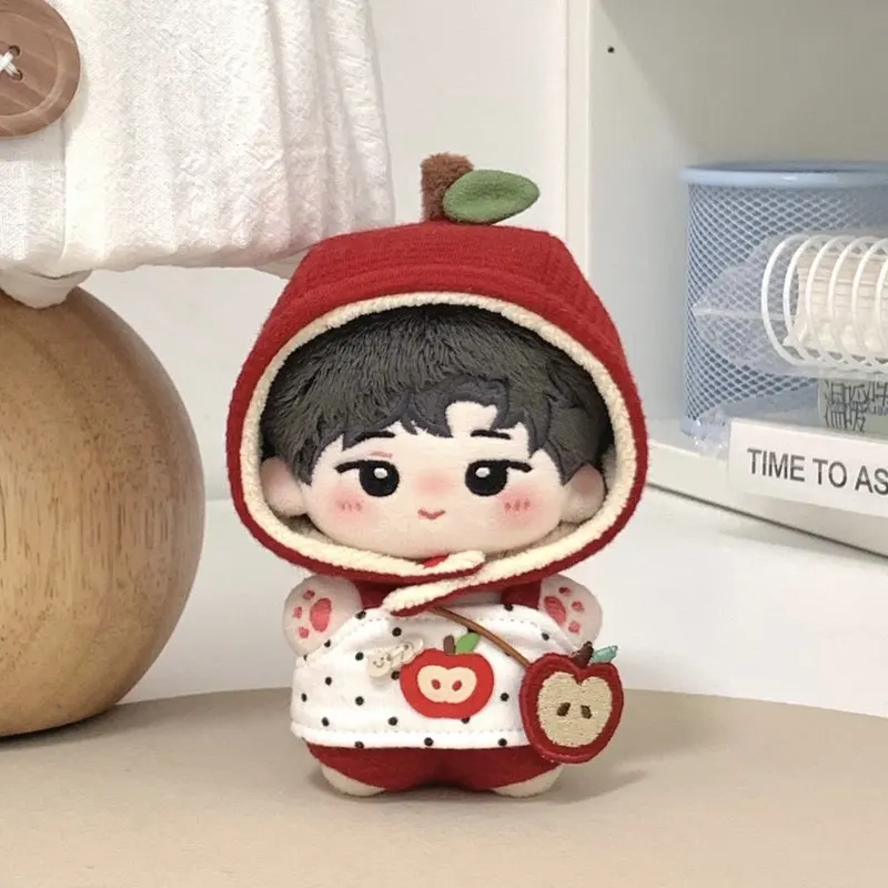 

New Arrival Guomeng Series 10cm Plush Doll Clothes Cute Apple Hooded Set With Banana Pendant Accessories For 10cm Stuffed Dolls