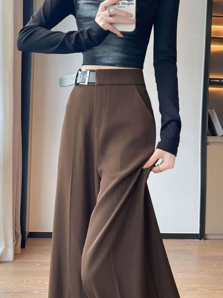 Faionable Einfache Breite Bein Anzug Hosen frauen Casual Lose Hohe Taille Abnehmen Drapieren Frühling Herbst Neue Sle Bodenlangen