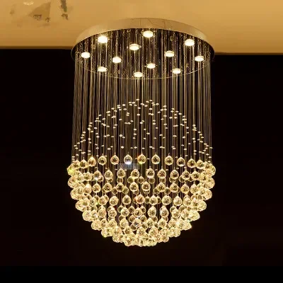 

LED Round Chandelier Crystal Lighting Globular Luxury Design for Indoor Deco Dining Room Living Room Hotel Study Bar