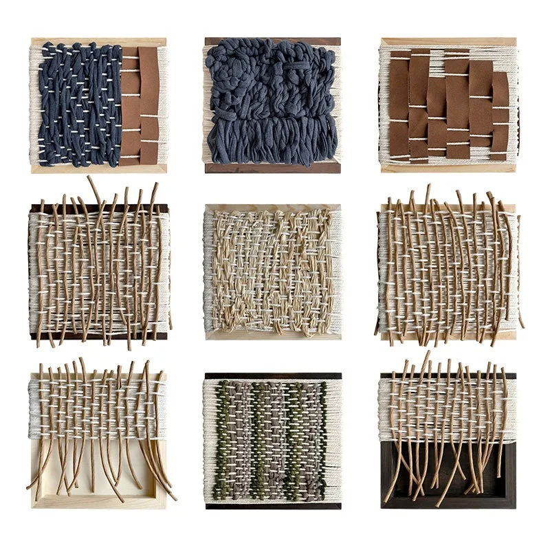 Wabi Sabi 3D Hand Woven Wall Hanging Set, Premium Rope Art Decor for Homestay Hotel Hallway Entryway