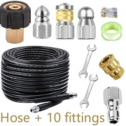 Sewer Jetter Kit for Pressure Washer, 5800 PSI Water Jet Drain Cleaner Hose with Corner Rotating Button Nose Sewer Jetting Nozzl