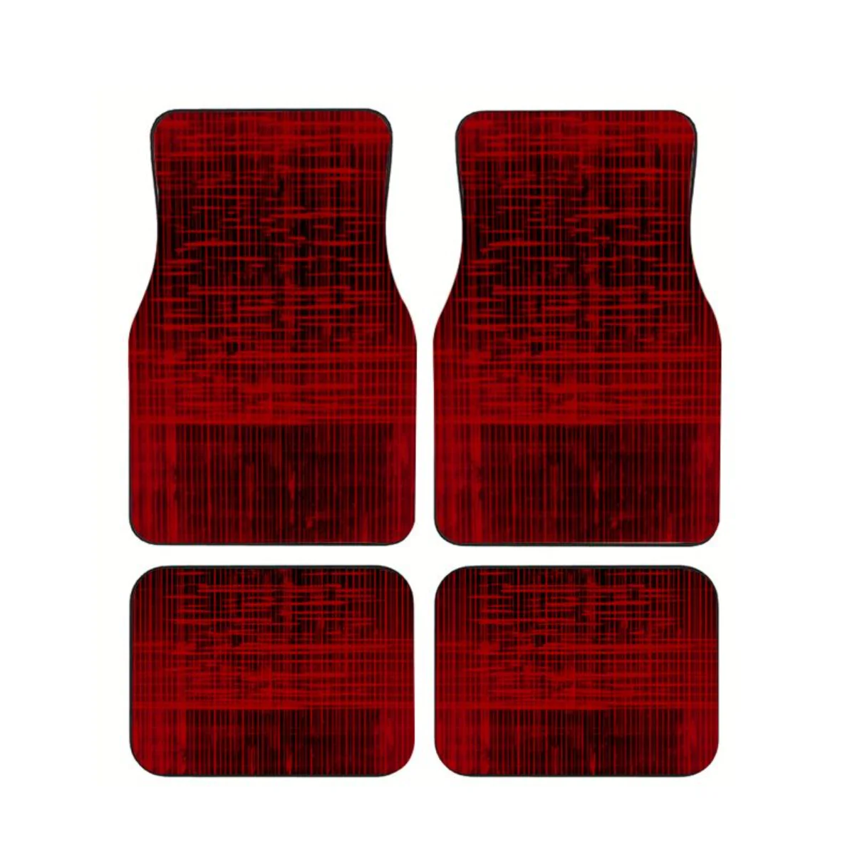 

Vintage Red Distressed Vertical Stripe Car Floor Mats 4Pcs Retro Sport Universal Non-slip Auto Foot Carpet Interior Accessories