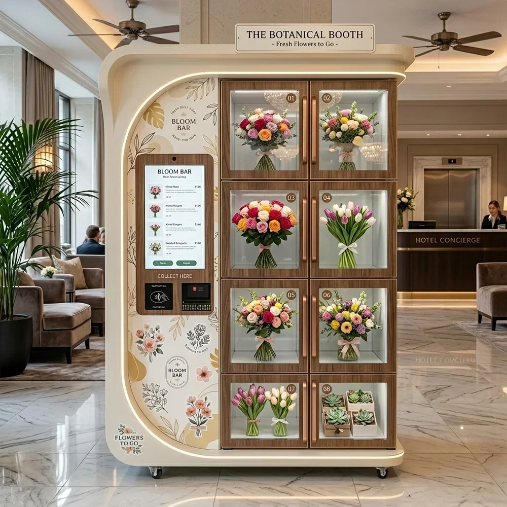 FL Overseas Distributor Special Flower Vending Machine Separate Lock Compartment Energy Saving Fresh Rose Storage Locker