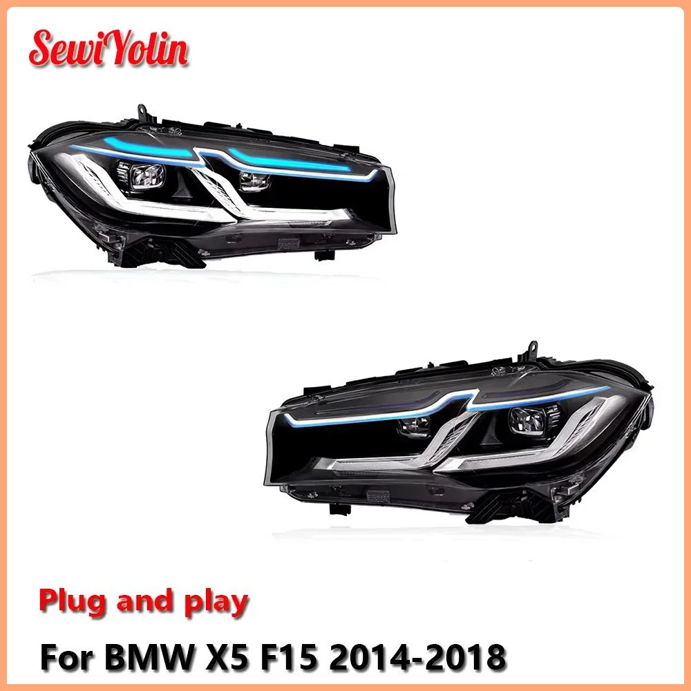 

Автомобильные светодиодные фары в сборе для BMW X5 F15 2014-2018, авто противотуманные фары DRL, стоп-сигналы поворота Plug and Play
