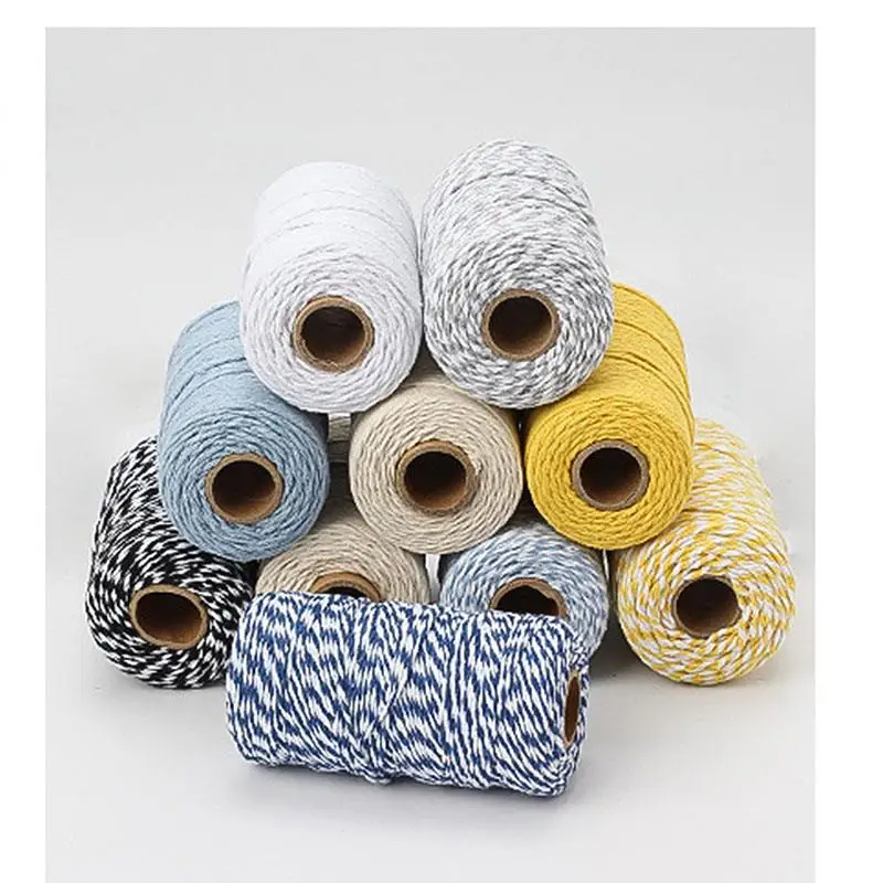 100M/Roll Cotton Cord Baker Twine Colorful Cotton Crafts Twine Macrame Cord String DIY Home Textile Gift Wrapping Wedding Decor