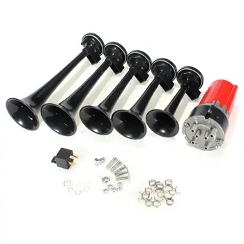 5ks 125dB černá trumpetová hudební Dixie auto Duke- of Hazzard + kompresor 12V auto klakson pro auto, nákladní auto, loď, loď 10 nejlepší prodej klakson auta Dukes of Hazzard - №1