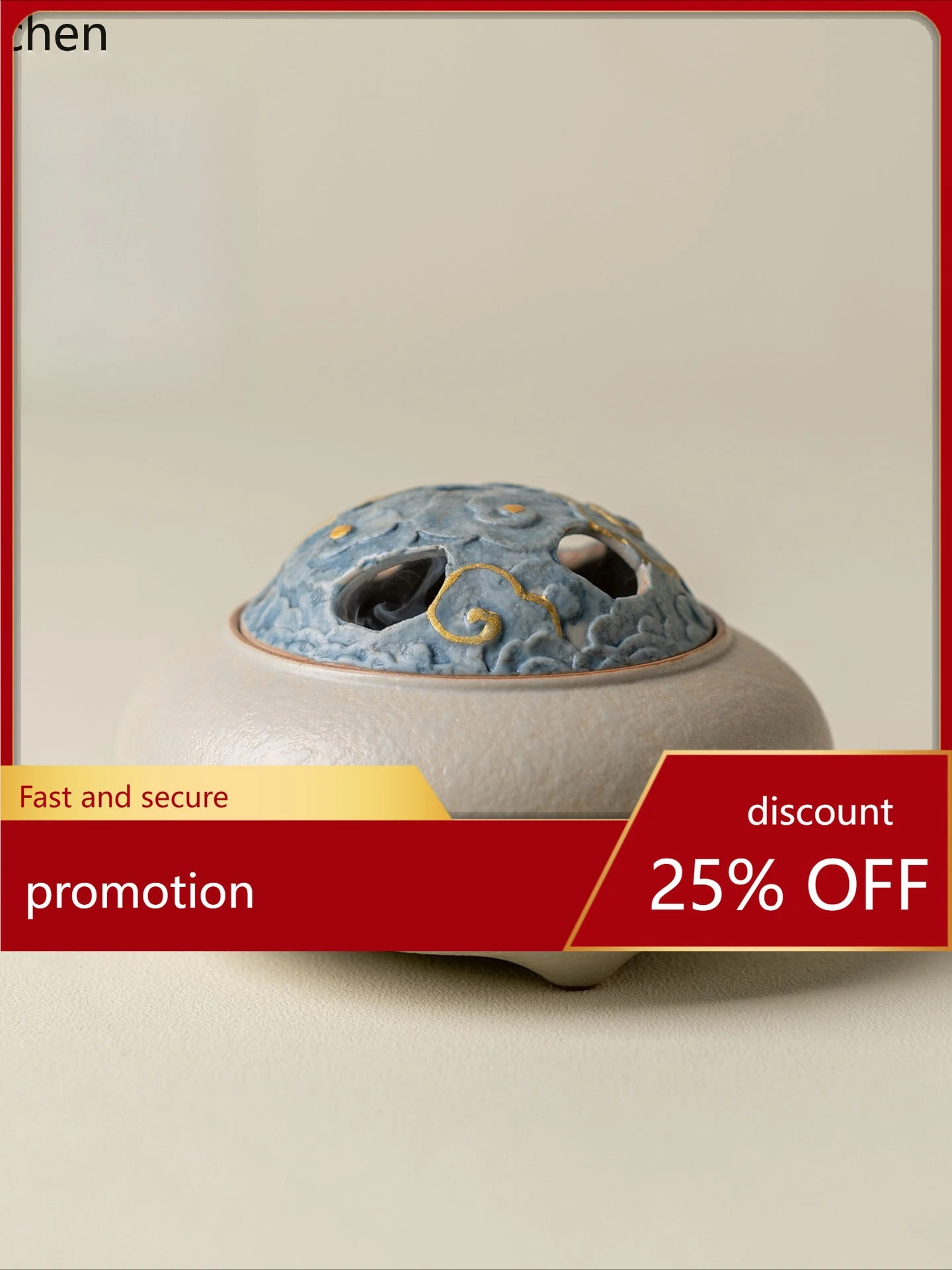 

Cz stoneware flint red embossed xiangyun incense burner retro ceramic for home indoor sandalwood incense burner small ornaments