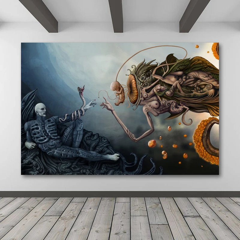 Alien Prometheus Cells Embryo Surrealism Posters and Prints Fabric Wall Art Canvas Painting Artwork For Home Living Room Decor