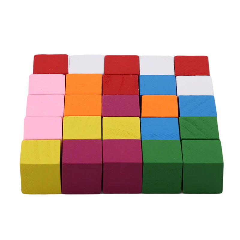 25-50 pz/pacco Montessori Colorato Cubo di Legno Blocchi Luminoso Assemblaggio Blocco Precoce Educativo Apprendimento Precoce Giocattoli Per Bambini Bambini