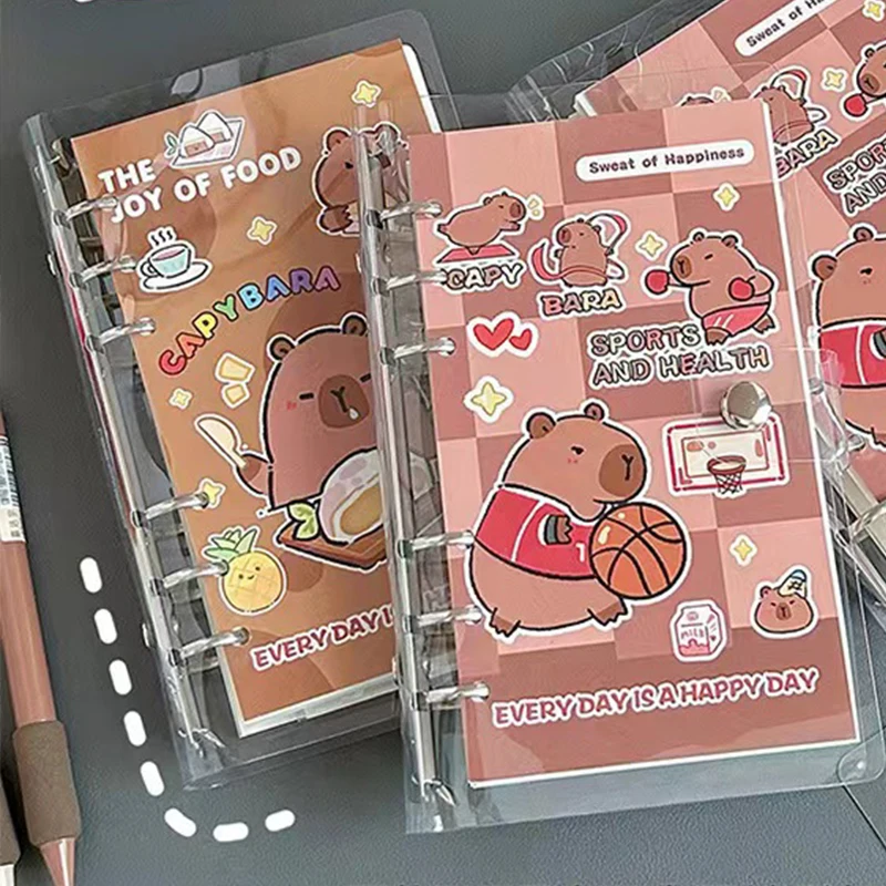 80 sheets Cartoon Capybara Sanrio Loose Leaf Binder Notebook Kawaii 6 Rings Biner Planner Mini Notebpad Diary Journal Planner