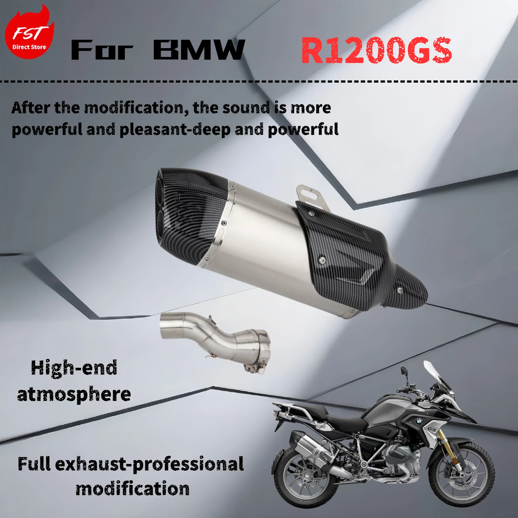 

For BMW R1200GS - modified mid-tail exhaust pipe - deep, rich and powerful sound