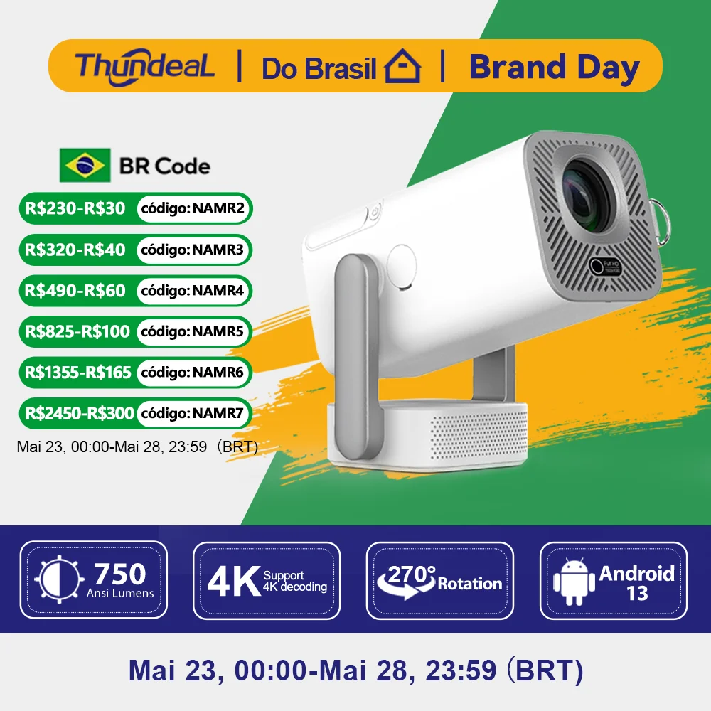 Projetor Full HD ThundeaL TD80 Pro 1080P 2K 4K TD80Pro TD80W Atualizado com WIFI Android Mini Projetor de Vídeo LED 3D para Home Theater