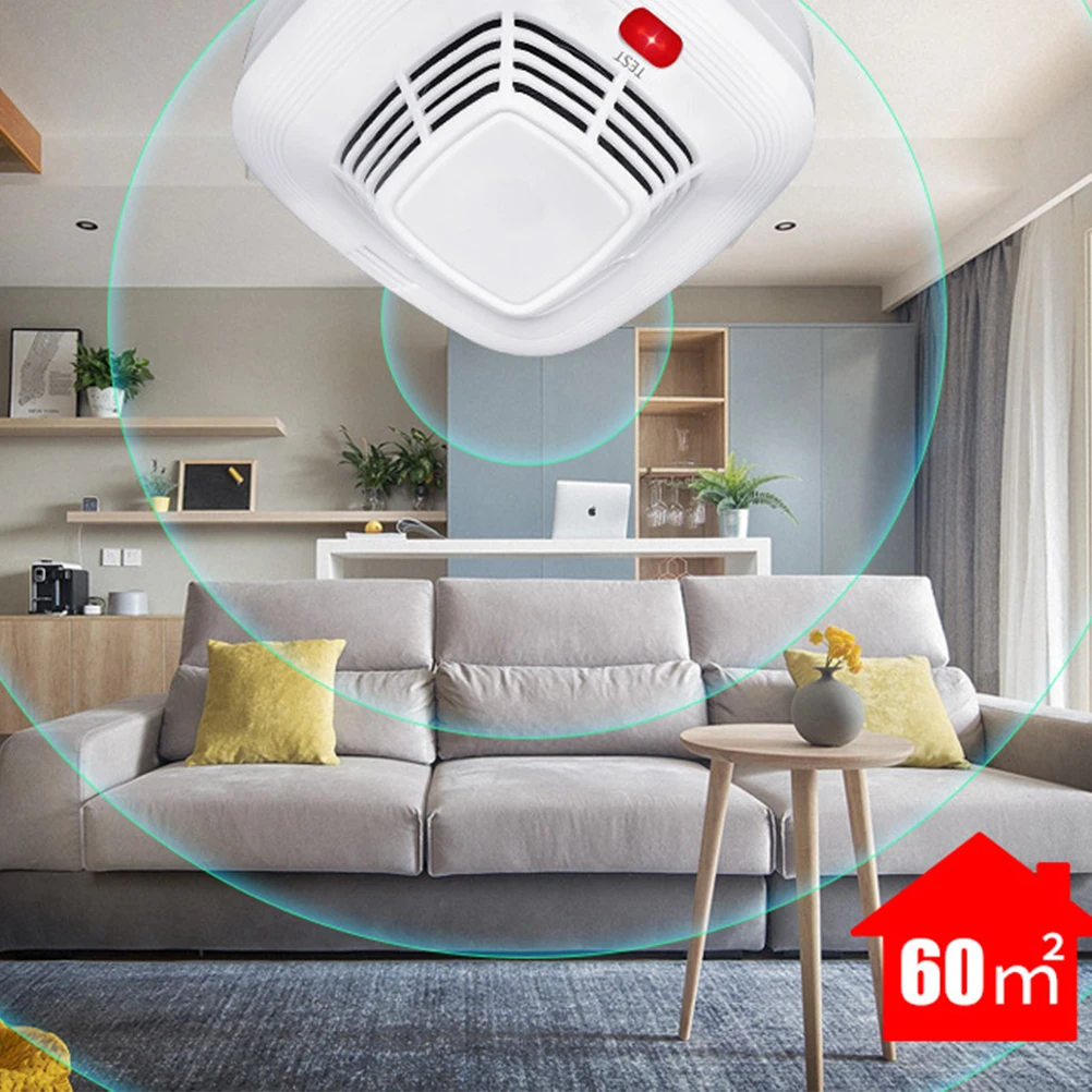 

White Smoke Independent Alarm Sensor High Sensitivity Loud 80Db Home Security Factory Office