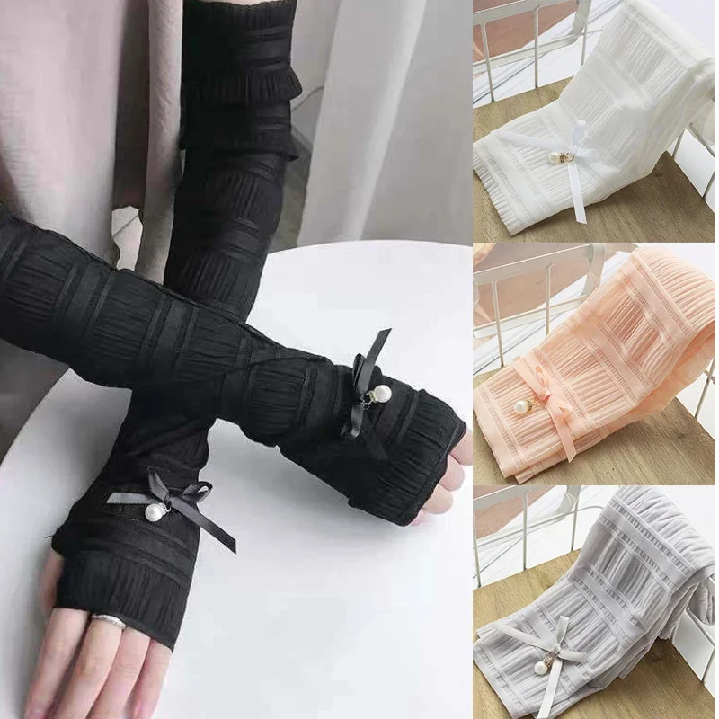 

Women Arm Warmer Cute Summer Sun Protection Long Fingerless Gloves Outdoor Cycling Driving Thin Breathable Sunscreen Arm Sleeve