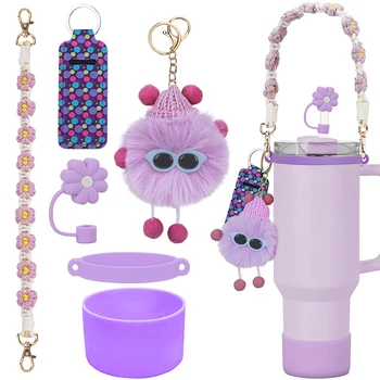 스탠리 컵 텀블러 액세서리, 물병 핸들 슬링 스트랩과 호환, 40oz, 30oz, 6PCs 