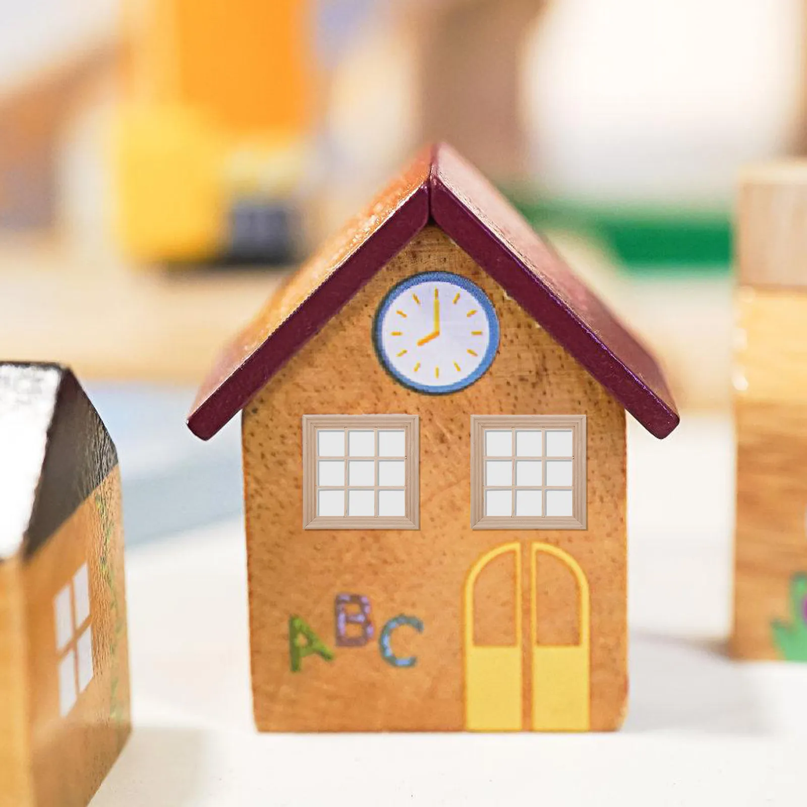 

Деревянная миниатюрная оконная рамка для кукольного домика с 9 ячейками, DIY-декор для миниатюрного дома, украшение для микроландшафта и аксессуары для спальни