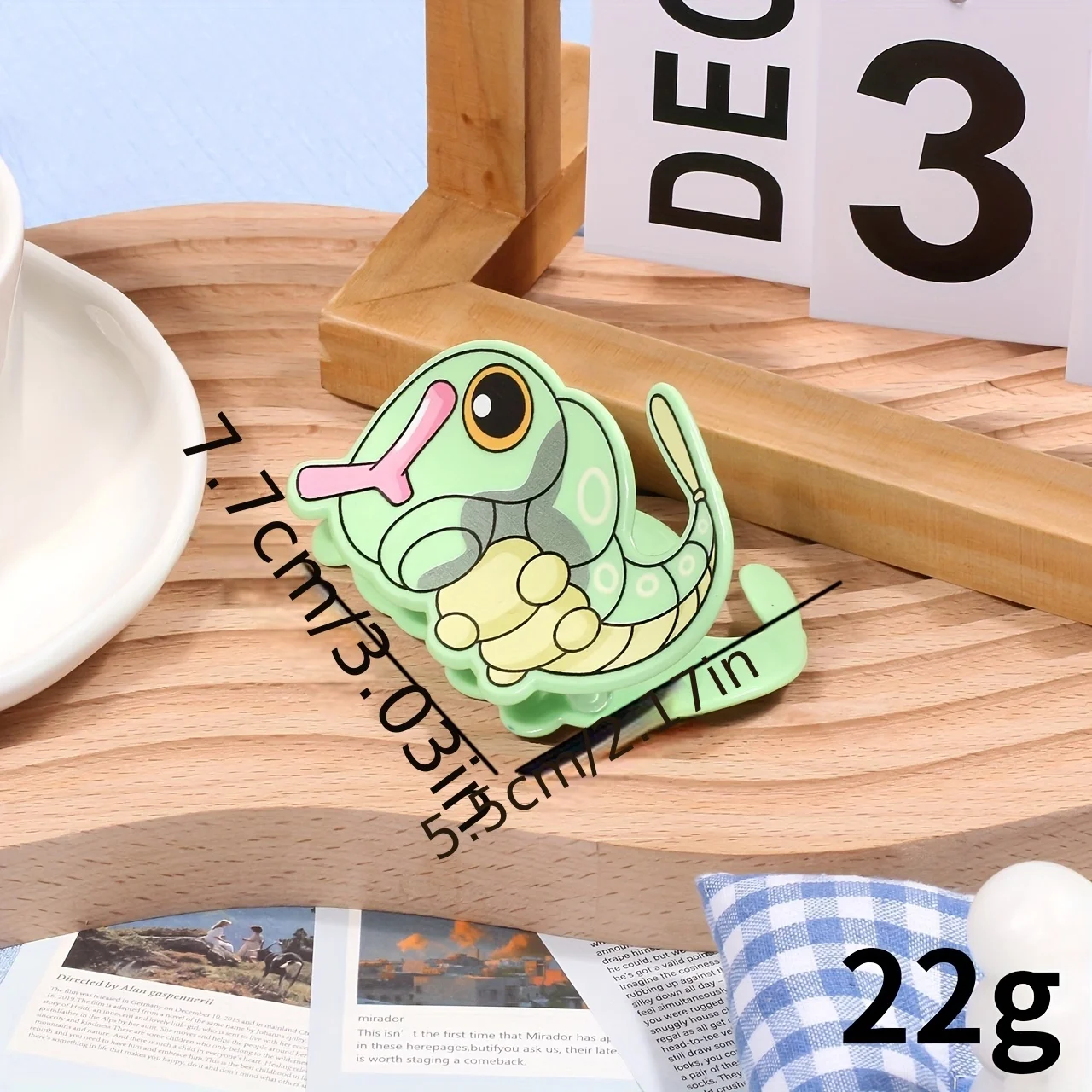 مشبك شعر بوكيمون كاتربيلر من الأكريليك، مقابض شعر أنيقة وعصرية، إكسسوار شخصي مبتكر وجذاب