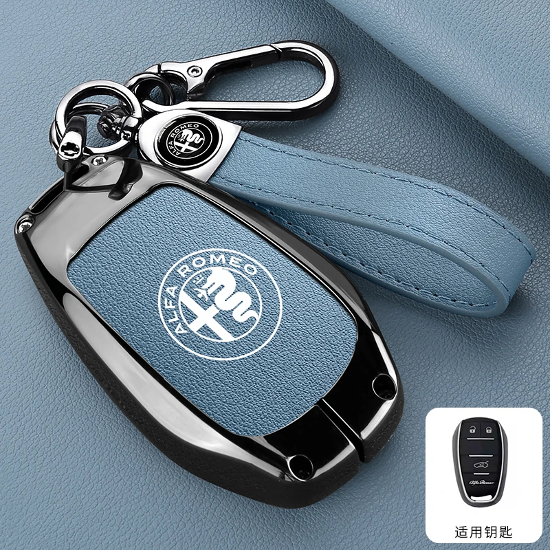 for Alfa Romeo Giulia 2015 +Stelvio 2016+ Spider Etcetera Car Remote Key Case Cover Shell Protector Keyless Key Bag Keychain