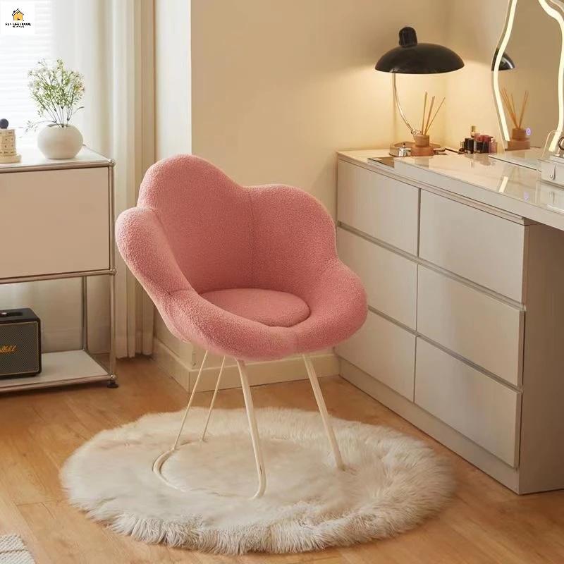 86cm Girls' bedroom comfortable Sherpa makeup chair backrest petal chair manicure chair internet celebrity dressing chair