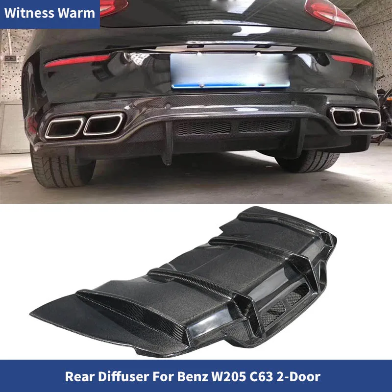 Carbon Fiber Diffuser with Splitter for Mercedes-benz c Class W205 C43 C63 Amg Coupe Edition Rear Bumper Lips 14-18