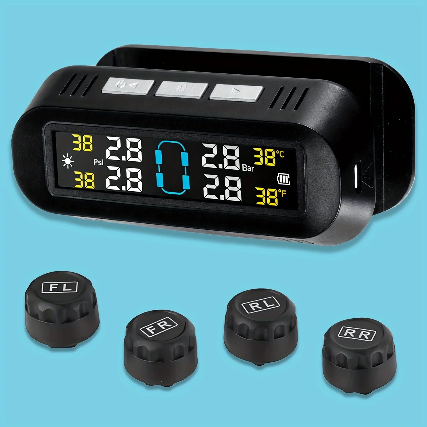 Tire Pressure Monitoring System TPMS Tire Pressure Monitor System Wireless TPMS Sensor Kit  Solar Powered ATV UTV