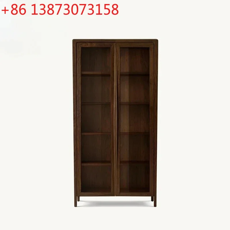 French light luxury bookcase glass door modern simple wall locker floor display cabinet