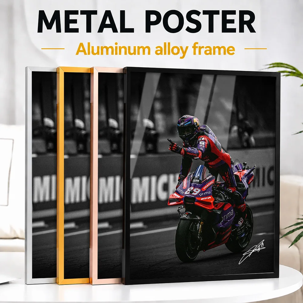 Jorge Martin MotoGP Framed Aluminum Metal Poster Customized Photo High Speed Track Style Wall Art For Garage Unique Rider Gift