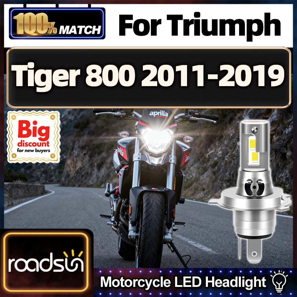 Roadsun para Triumph Tiger 800 2011 2012 2013 2014 2015 2016 2017 2018 2019 1X bombillas de faros LED para motocicleta faro Hi/Lo para Moto