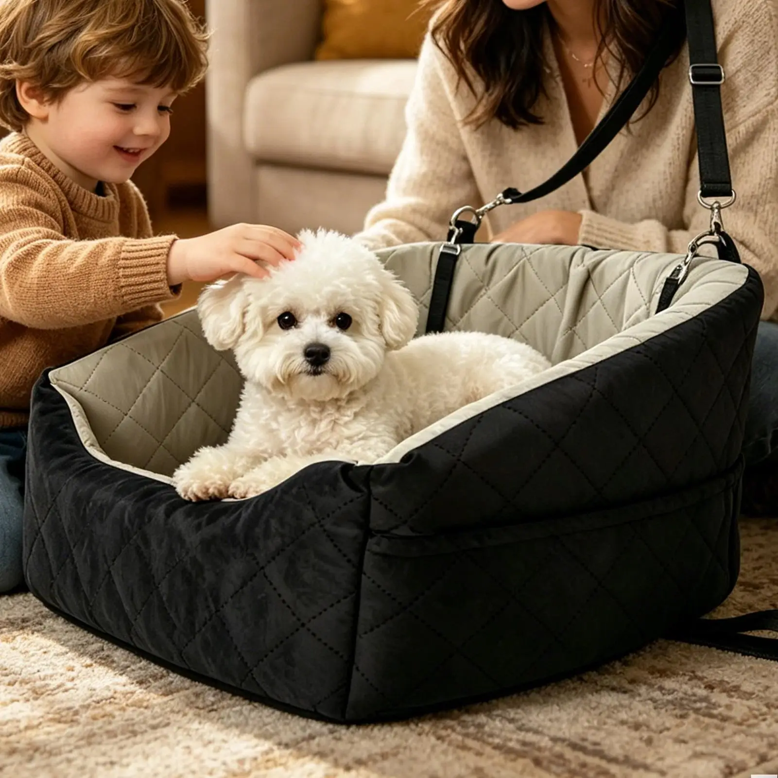 

Small Dog Car Seat Waterproof Cooling With Storage Pocket Doggy Car Seat Travel Bed For Small Medium Kitten Cat Animal SUV RV