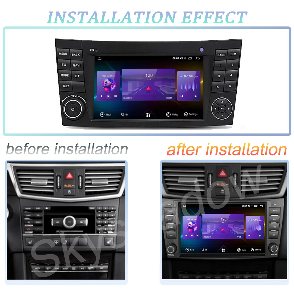 Carplay Auto Android 14.0 12G+256G IPS 4G LTE Car DVD Player GPS WIFI Bluetooth RDS Radio For Benz W211 W463 W219 W209 2004-2011