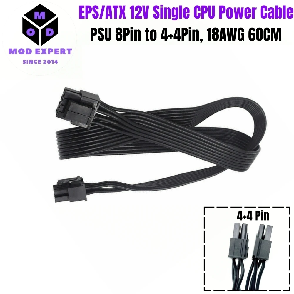 

Кабель питания для процессора EPS/ATX12V, 8-контактный (4+4) для Corsair HX1500i, HX1200i, HX1000i HX-i Platinum Type 4 Modular Powers, 60 см, 18AWG