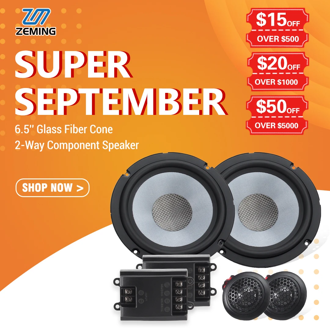 Glass Fiber 80mm-Y30 Ferrite Magnet Nominal Power 60W*2 2-Way Component Speaker 6.5 Inch Speaker Set for Car Audio Sound System