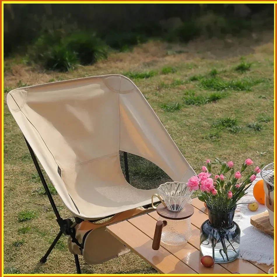

Foldable Camping Chairs Set Lightweight Folding Chair Ultralight *Backpacking Moon Chairs Garden Beach Fishing Beach Chair
