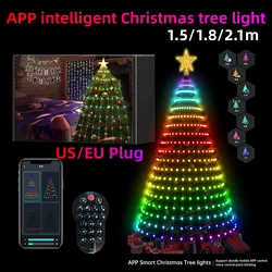 1.5/1.8M/2.1M Smart App Christmas Tree Lights DIY Text Pictures Music Rhythm LED RGB String Lights WS2812B LED Christmas Lights