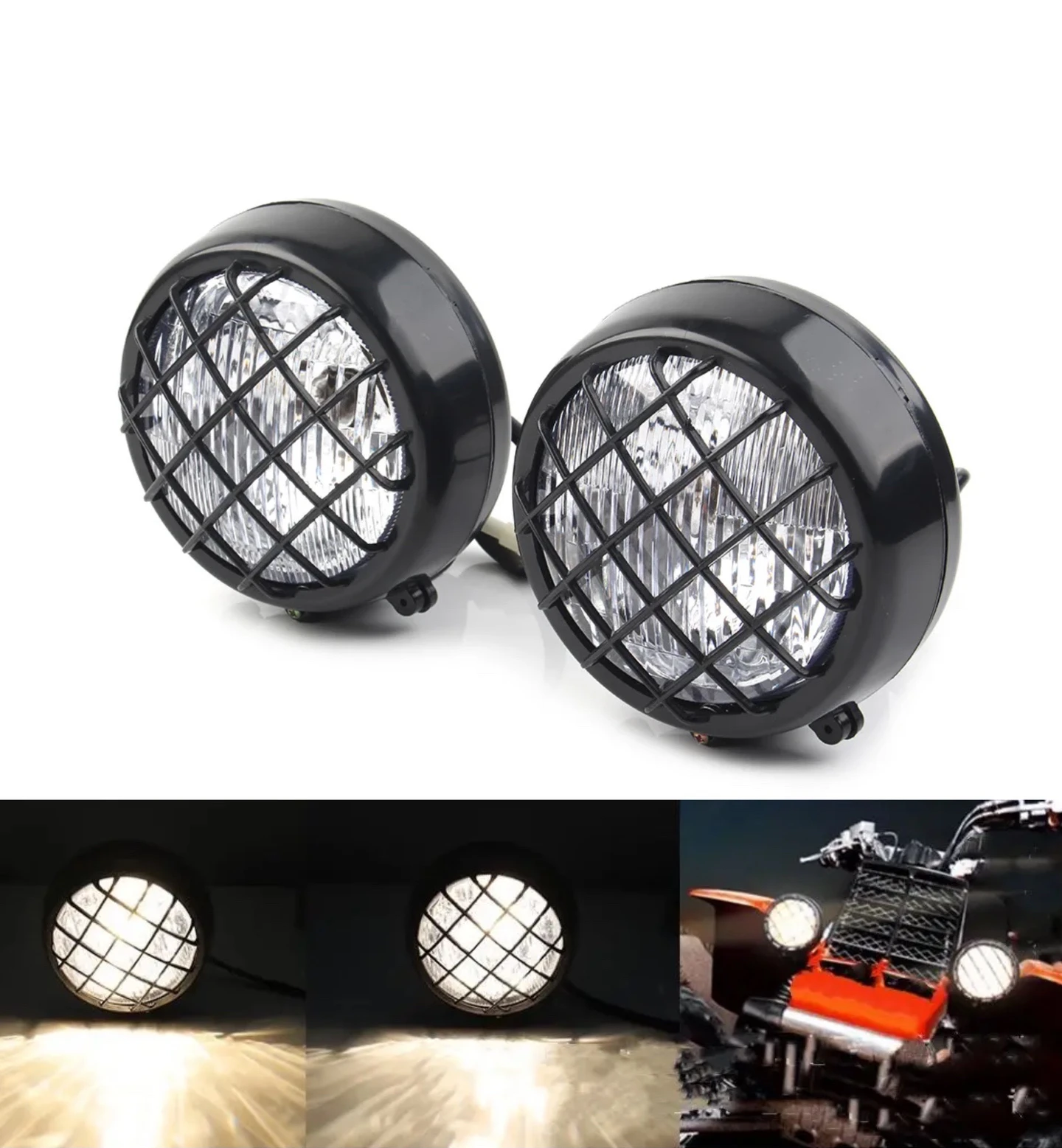 2PCS Front Head Light Lamp Headlight For 70 110 125 150 150cc 4 Wheeler Quad Dirt Bike ATV Dune Buggy for Yamaha Banshee 87-2006