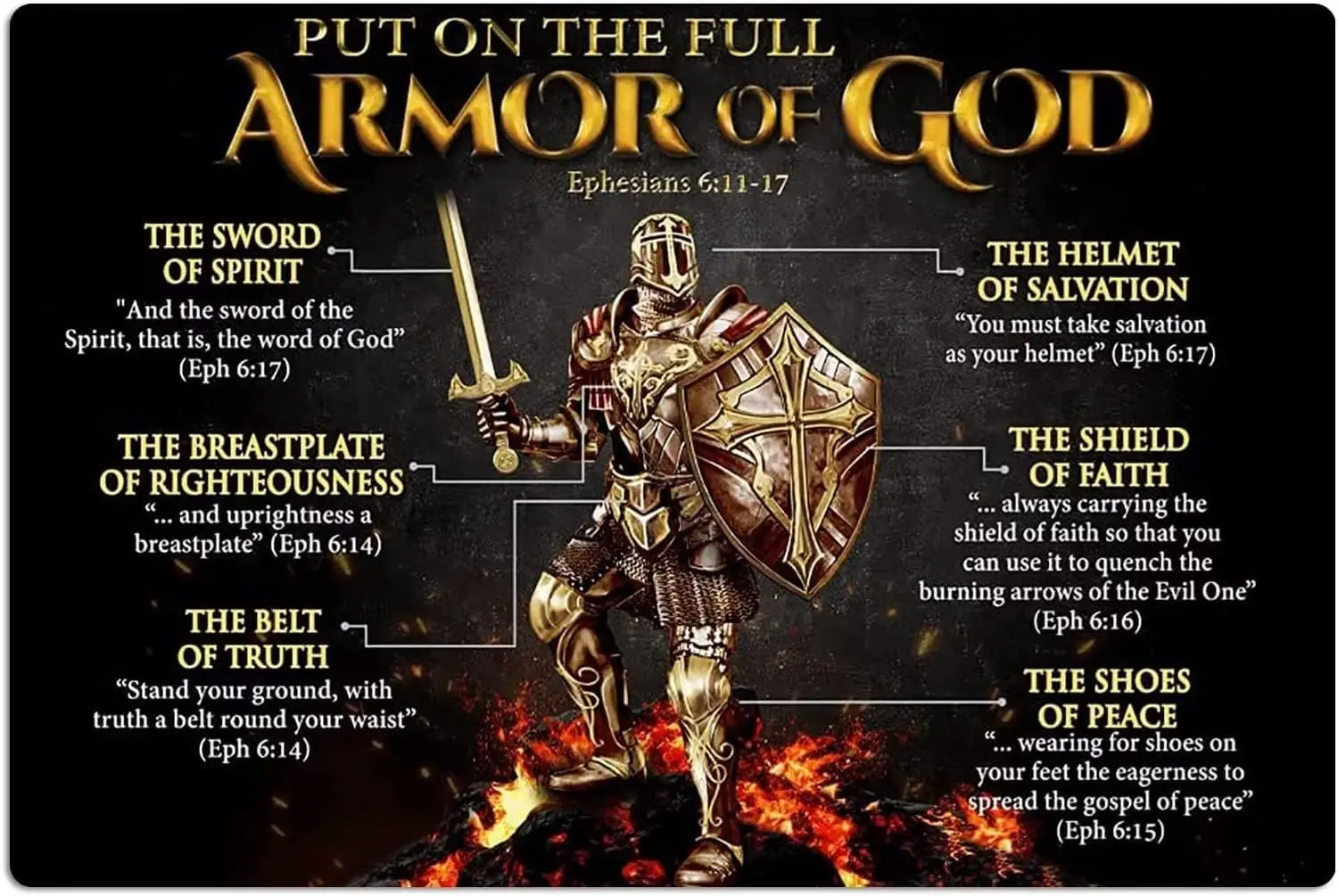 Starotore Christian God Metal Tin Signs Put On The Full Armor Of God Posters Congregation Home Room Plaque Vintage Aluminum sign