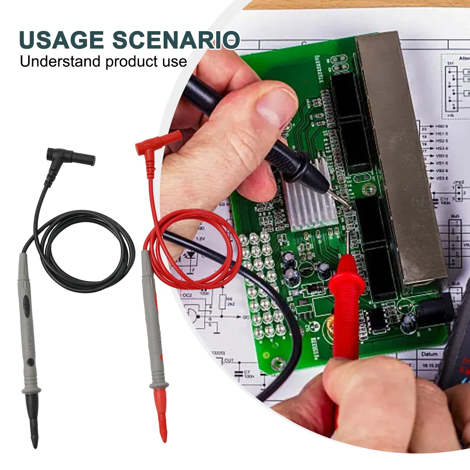 Universal Multimeter Test Leads Probes Set, 10A/20A, for Digital Clamp Meters & Electrical Circuit Testing