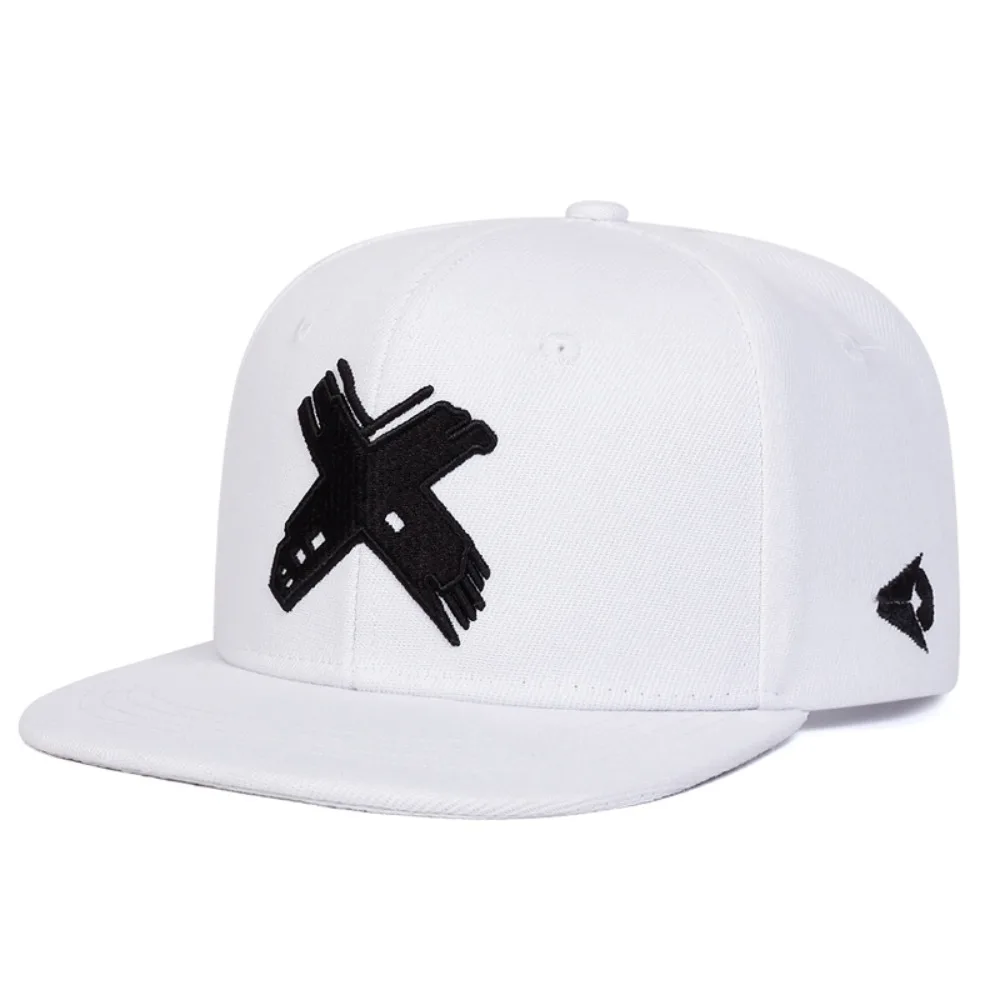 

New Polyester Hip-hop Hats X Embroidery Breathable Sunscreen Hat Adjustable Flat Edge Punk Hat Outdoor