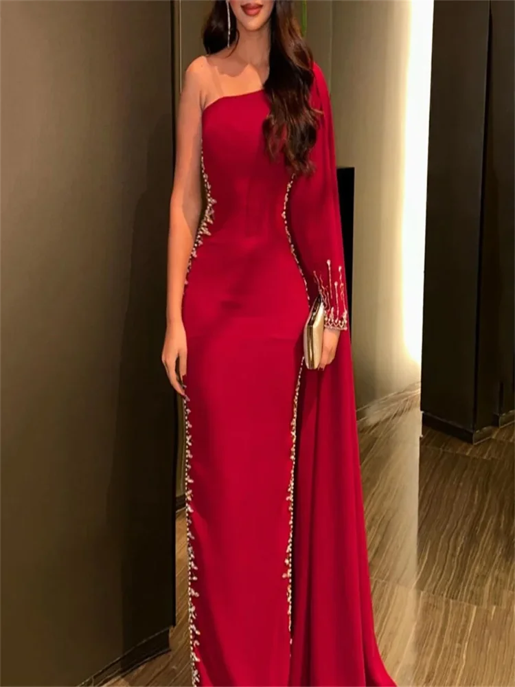 

Evening Dresses Woman Luxury One Shoulder Party Dresses 2024 Mermaid Formal Occasion Dresses Beading Prom Gow فساتين السهرة